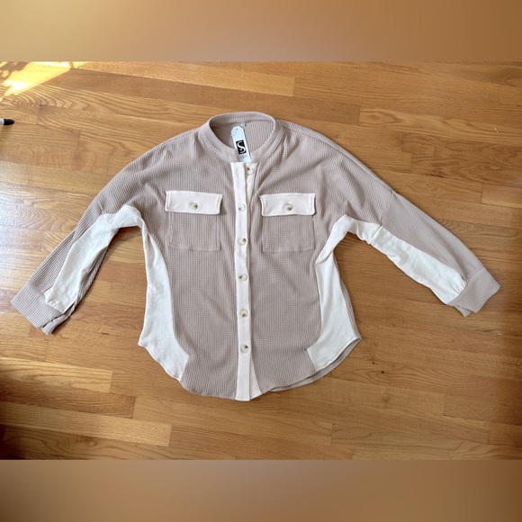 Womens Waffle Knit Button Down Long Sleeve Jacket Women’s Size medium - Picture 2 of 9